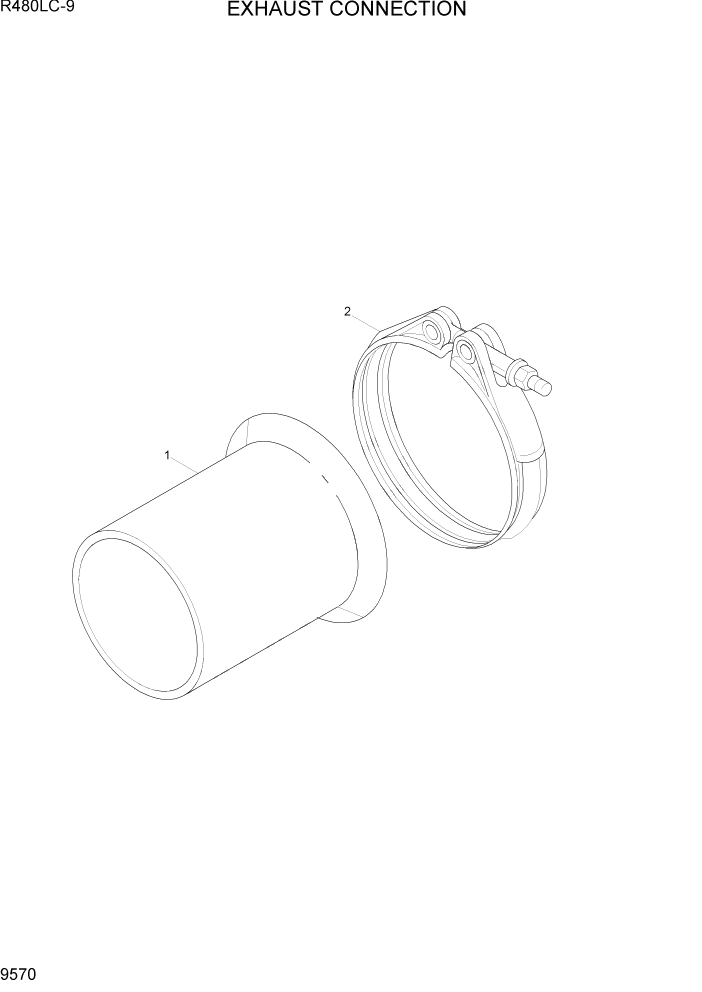 Схема запчастей Hyundai R480LC9 - PAGE 9570 EXHAUST CONNECTION ДВИГАТЕЛЬ БАЗА