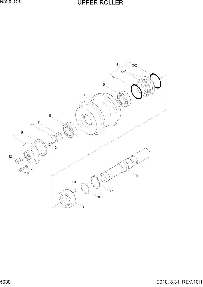 Схема запчастей Hyundai R520LC9 - PAGE 5030 UPPER ROLLER ХОДОВАЯ ЧАСТЬ
