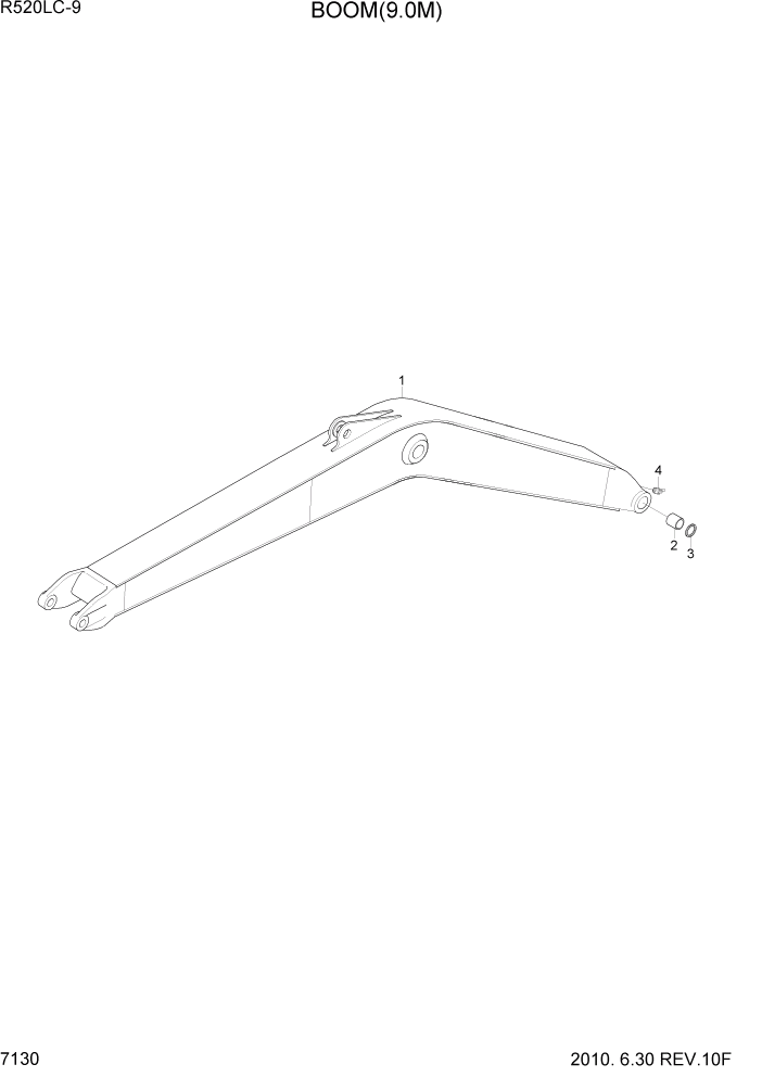 Схема запчастей Hyundai R520LC9 - PAGE 7130 BOOM(9.0M) РАБОЧЕЕ ОБОРУДОВАНИЕ