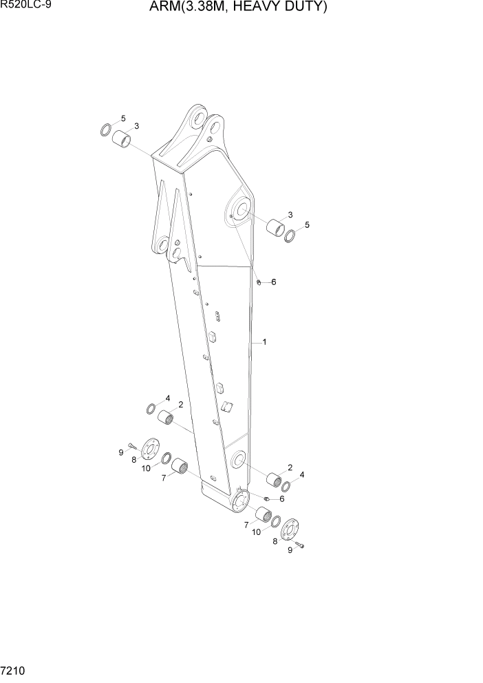 Схема запчастей Hyundai R520LC9 - PAGE 7210 ARM(3.38M, HEAVY DUTY) РАБОЧЕЕ ОБОРУДОВАНИЕ