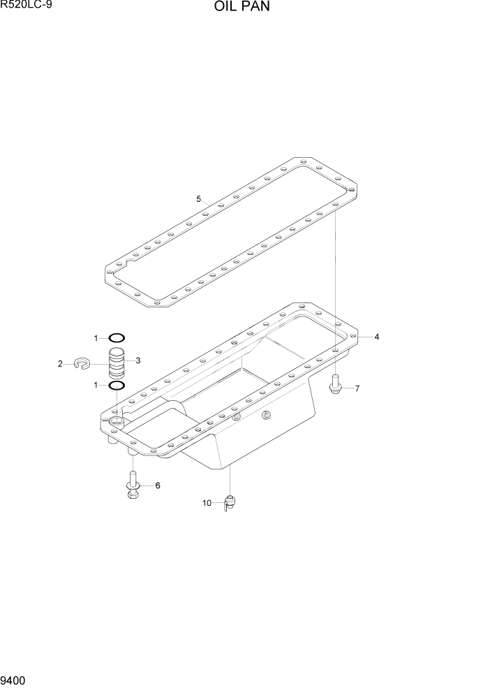 Схема запчастей Hyundai R520LC9 - PAGE 9400 OIL PAN ДВИГАТЕЛЬ БАЗА