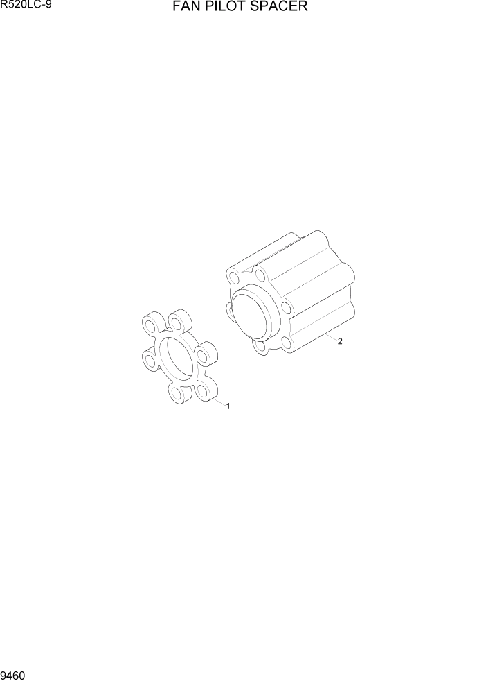 Схема запчастей Hyundai R520LC9 - PAGE 9460 FAN PILOT SPACER ДВИГАТЕЛЬ БАЗА