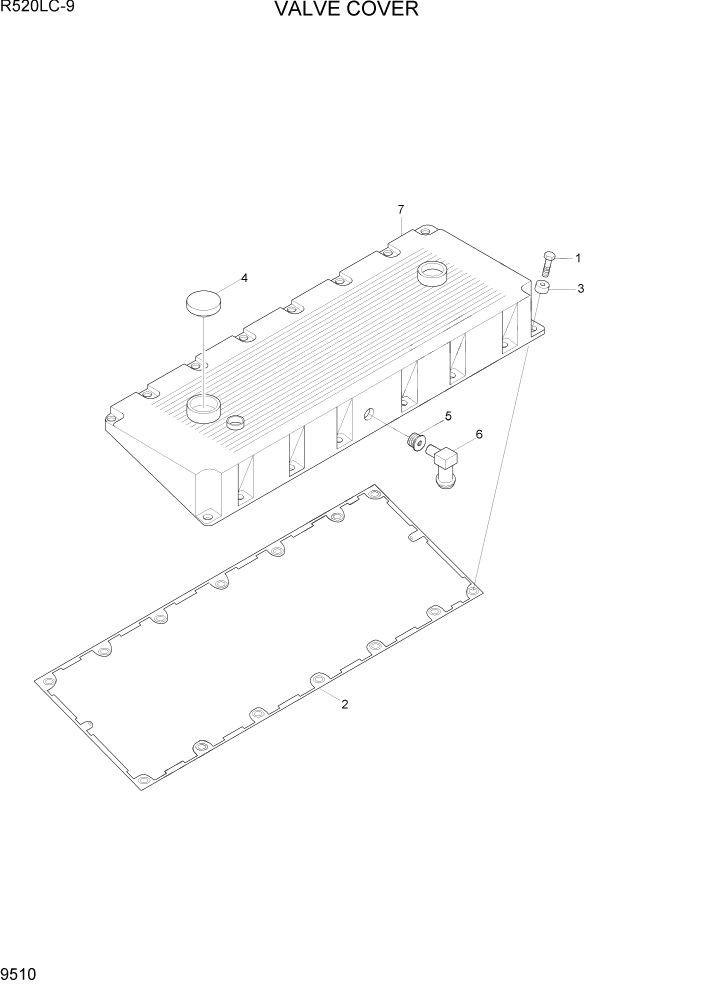 Схема запчастей Hyundai R520LC9 - PAGE 9510 VALVE COVER ДВИГАТЕЛЬ БАЗА