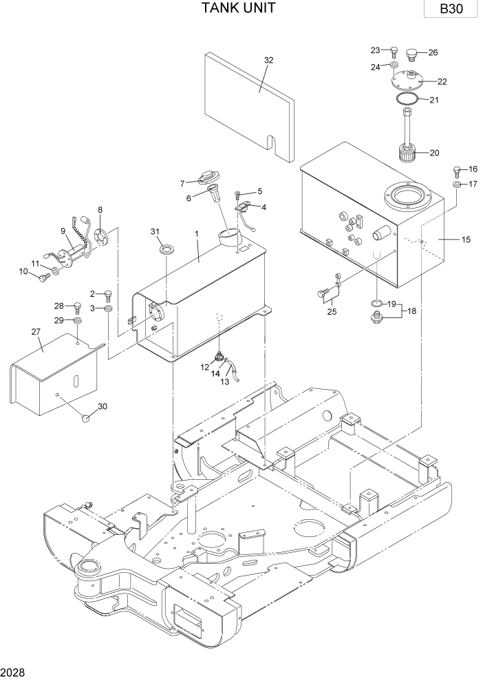 Схема запчастей Hyundai R15-7 - PAGE 2028 TANK UNIT ВЕРХНЯЯ ЧАСТЬ МАШИНЫ