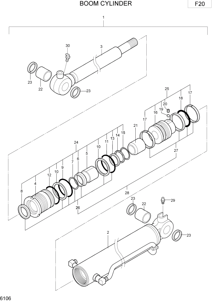 Схема запчастей Hyundai R15-7 - PAGE 6106 BOOM CYLINDER ГИДРАВЛИЧЕСКИЕ КОМПОНЕНТЫ