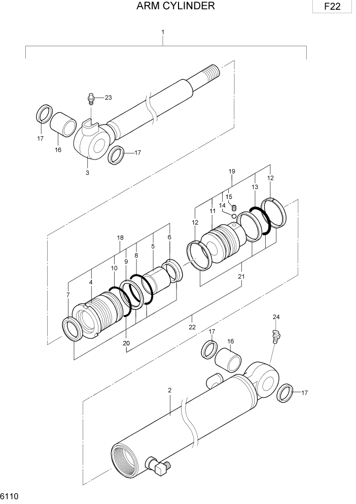 Схема запчастей Hyundai R15-7 - PAGE 6110 ARM CYLINDER ГИДРАВЛИЧЕСКИЕ КОМПОНЕНТЫ