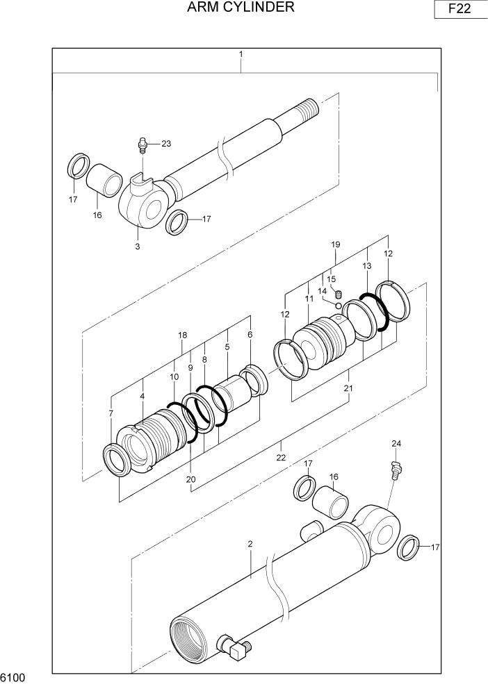 Схема запчастей Hyundai R16-7 - PAGE 6100 ARM CYLINDER ГИДРАВЛИЧЕСКИЕ КОМПОНЕНТЫ