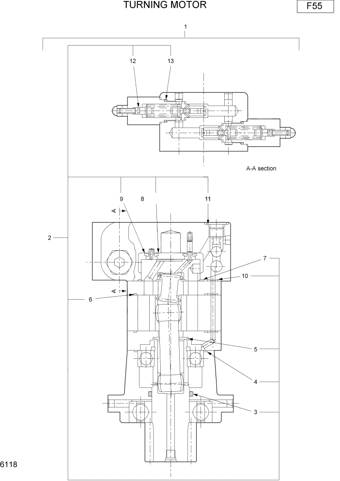 Схема запчастей Hyundai R16-7 - PAGE 6118 TURNING MOTOR ГИДРАВЛИЧЕСКИЕ КОМПОНЕНТЫ
