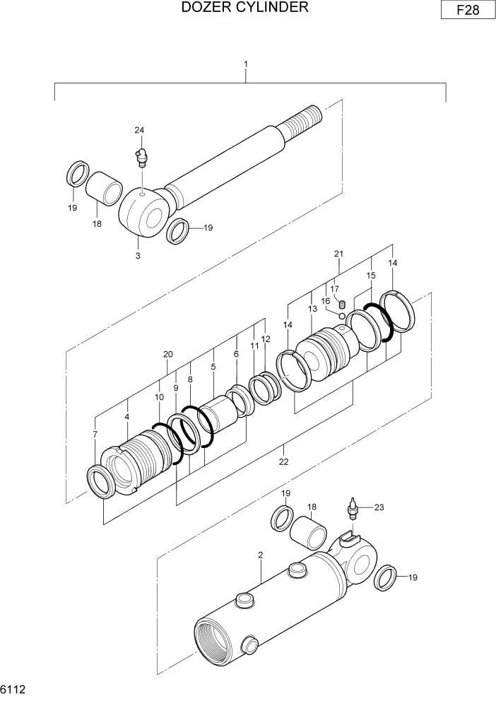 Схема запчастей Hyundai R22-7 - PAGE 6112 DOZER CYLINDER ГИДРАВЛИЧЕСКИЕ КОМПОНЕНТЫ