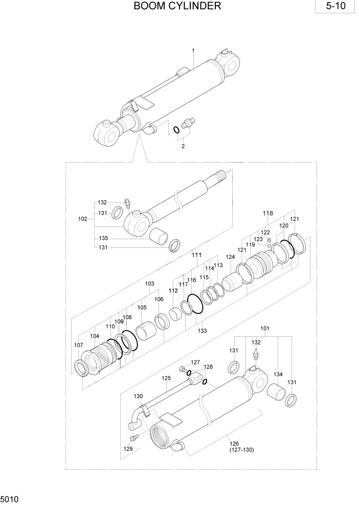 Схема запчастей Hyundai R28-7 - PAGE 5010 BOOM CYLINDER ГИДРАВЛИЧЕСКОЕ ОБОРУДОВАНИЕ
