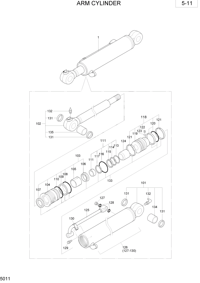 Схема запчастей Hyundai R28-7 - PAGE 5011 ARM CYLINDER ГИДРАВЛИЧЕСКОЕ ОБОРУДОВАНИЕ