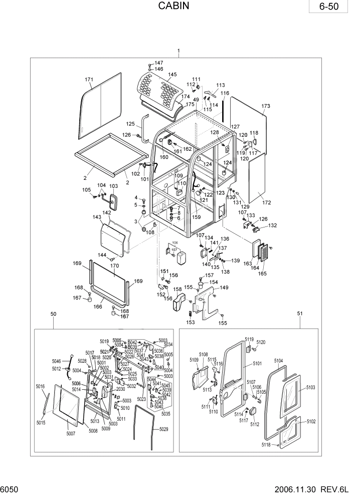 Схема запчастей Hyundai R28-7 - PAGE 6050 CABIN ОБОРУДОВАНИЕ ОПЕРАТОРА