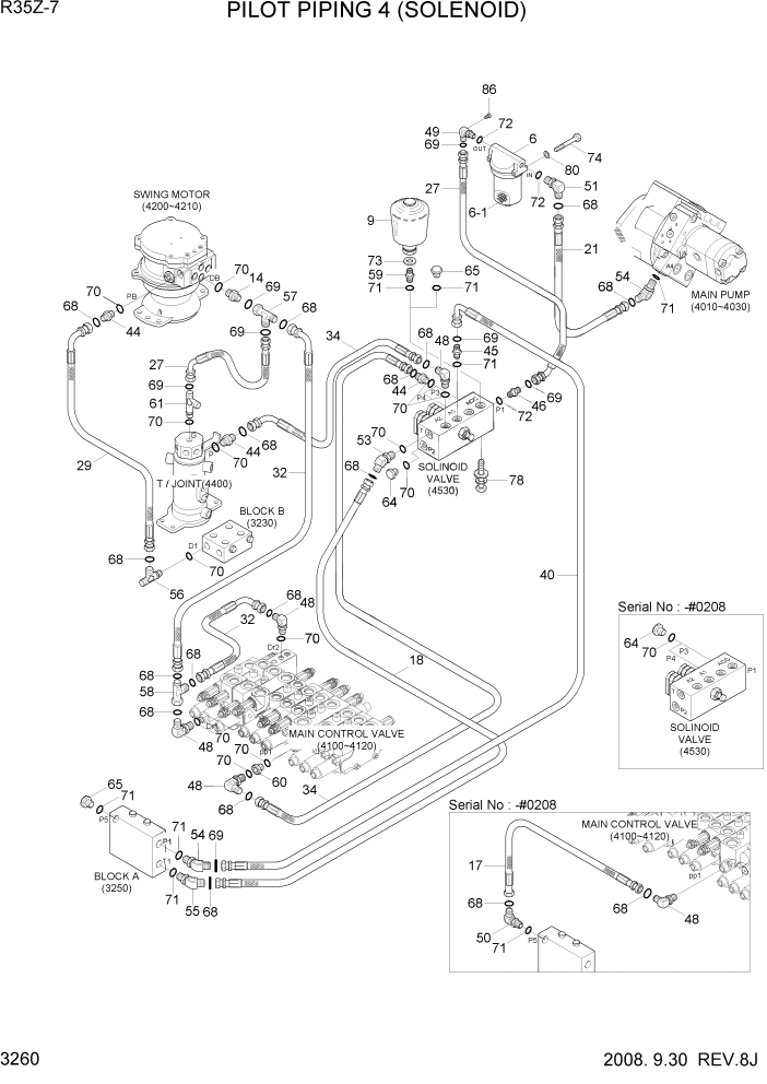 Схема запчастей Hyundai R35-7Z - PAGE 3260 PILOT HYD PIPING 4 (SOLENOID) ГИДРАВЛИЧЕСКАЯ СИСТЕМА