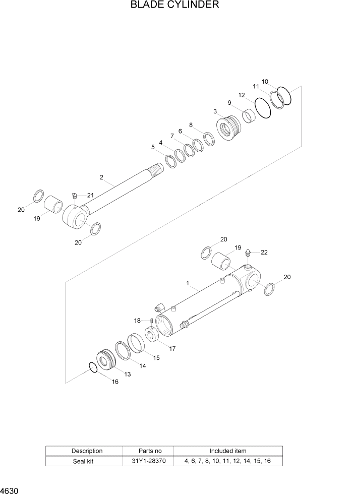 Схема запчастей Hyundai R35-7Z - PAGE 4630 BLADE CYLINDER ГИДРАВЛИЧЕСКИЕ КОМПОНЕНТЫ