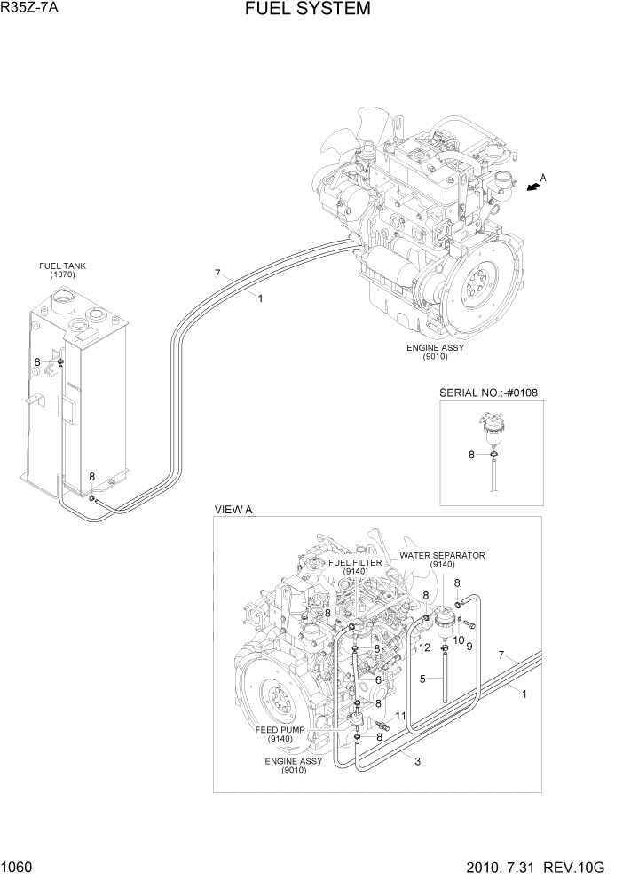 Схема запчастей Hyundai R35Z-7A - PAGE 1060 FUEL SYSTEM СИСТЕМА ДВИГАТЕЛЯ