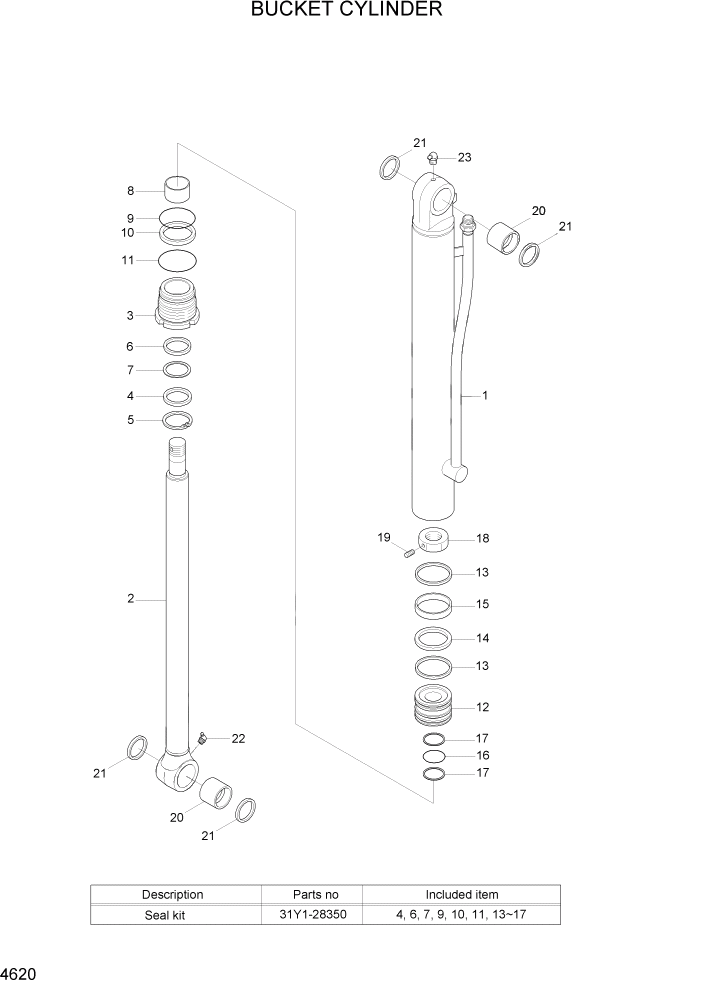 Схема запчастей Hyundai R35Z-7A - PAGE 4620 BUCKET CYLINDER ГИДРАВЛИЧЕСКИЕ КОМПОНЕНТЫ