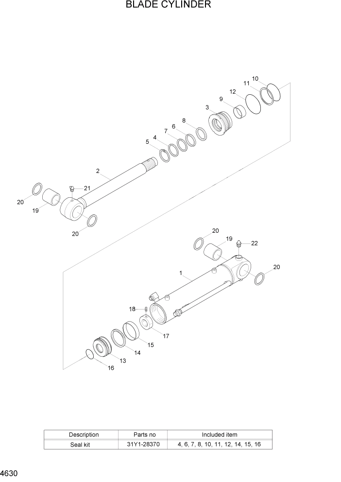 Схема запчастей Hyundai R35Z-7A - PAGE 4630 BLADE CYLINDER ГИДРАВЛИЧЕСКИЕ КОМПОНЕНТЫ