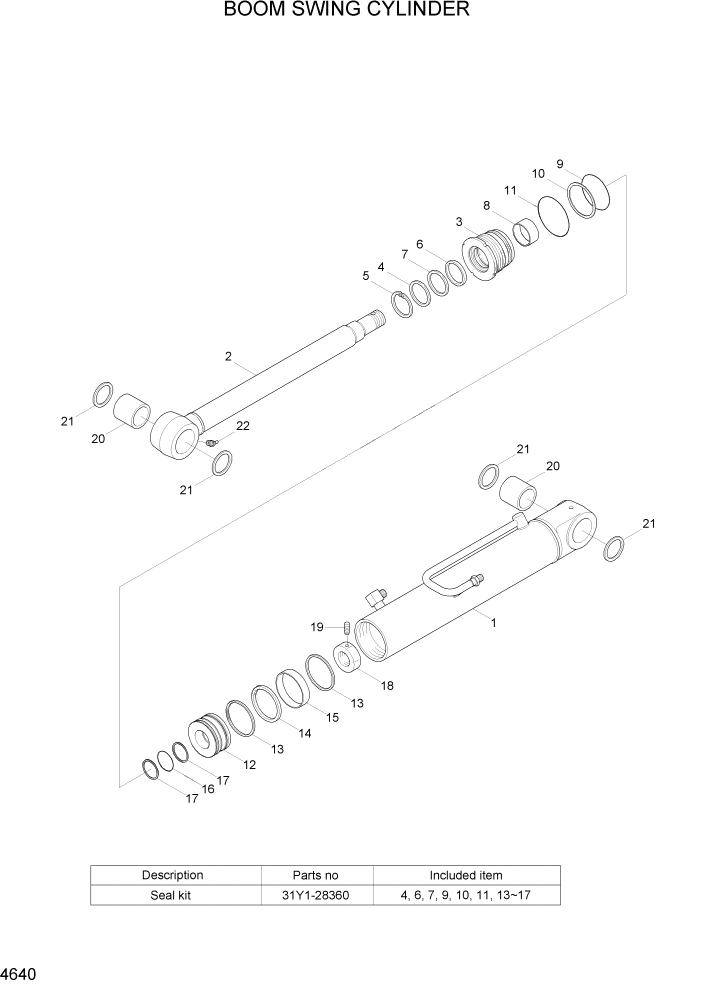 Схема запчастей Hyundai R35Z-7A - PAGE 4640 BOOM SWING CYLINDER ГИДРАВЛИЧЕСКИЕ КОМПОНЕНТЫ