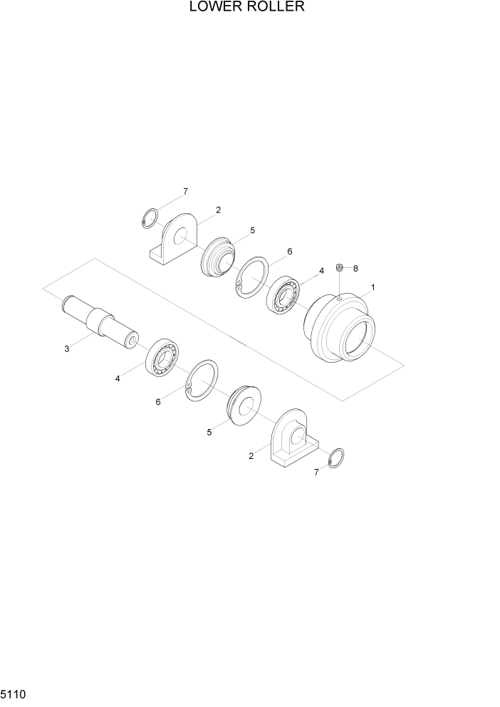 Схема запчастей Hyundai R35Z-7A - PAGE 5110 LOWER ROLLER ХОДОВАЯ ЧАСТЬ