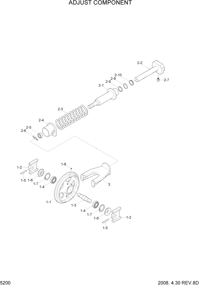 Схема запчастей Hyundai R35Z-7A - PAGE 5200 ADJUST COMPONENT ХОДОВАЯ ЧАСТЬ