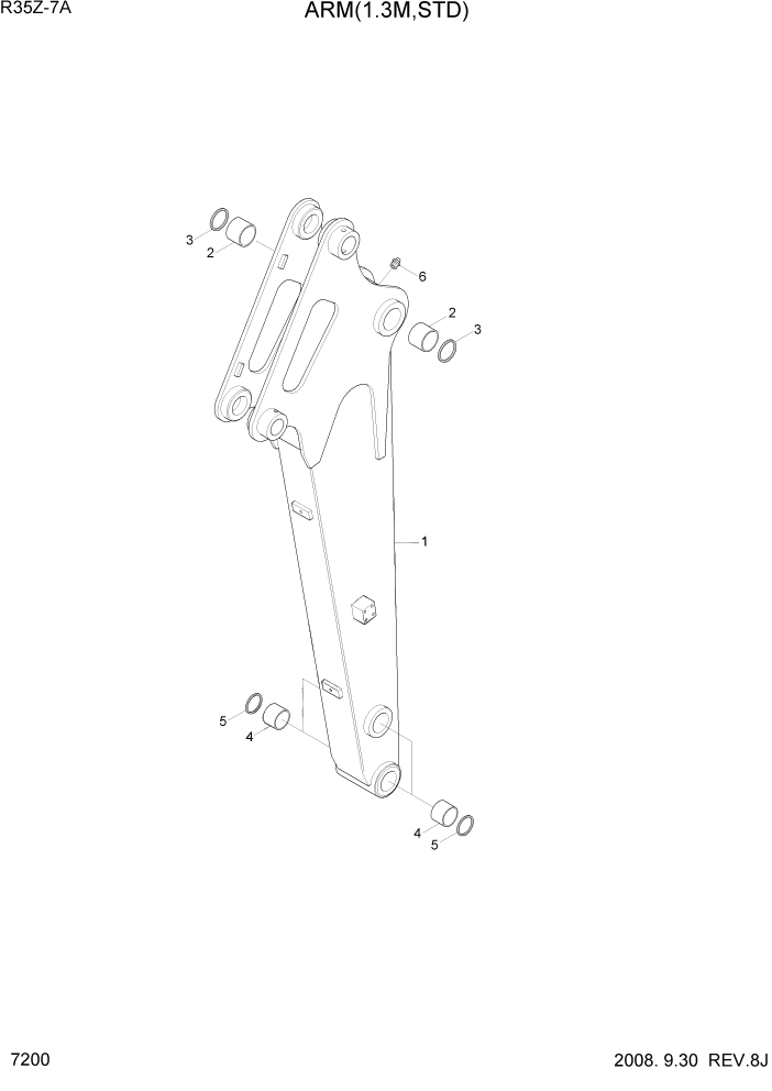 Схема запчастей Hyundai R35Z-7A - PAGE 7200 ARM(1.3M, STD) РАБОЧЕЕ ОБОРУДОВАНИЕ
