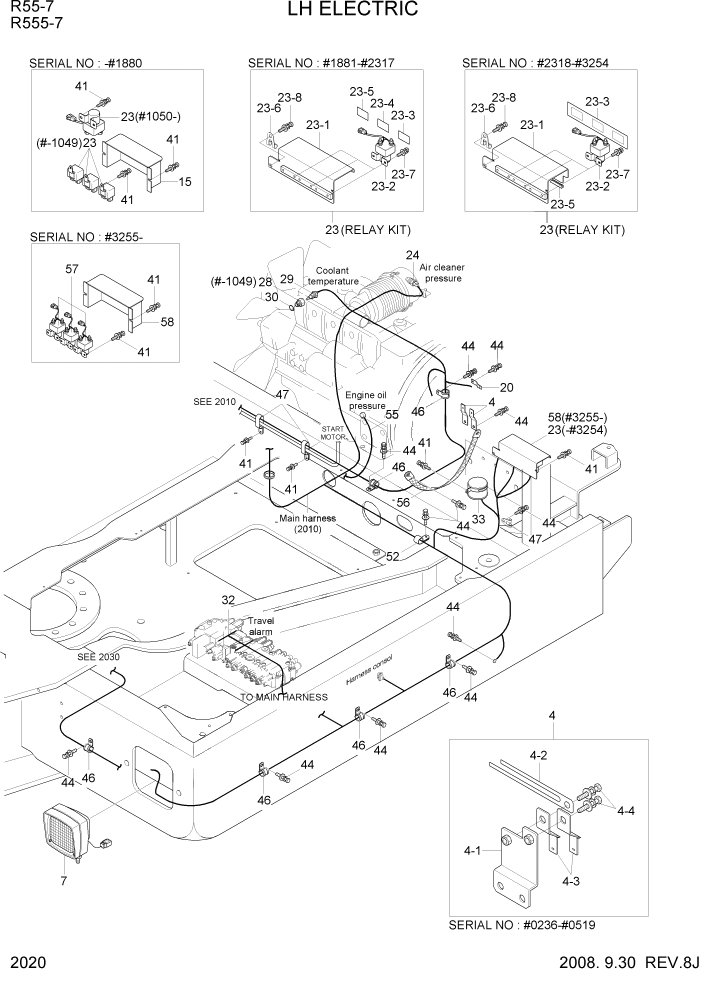 Схема запчастей Hyundai R55-7 - PAGE 2020 LH ELECTRIC ЭЛЕКТРИЧЕСКАЯ СИСТЕМА