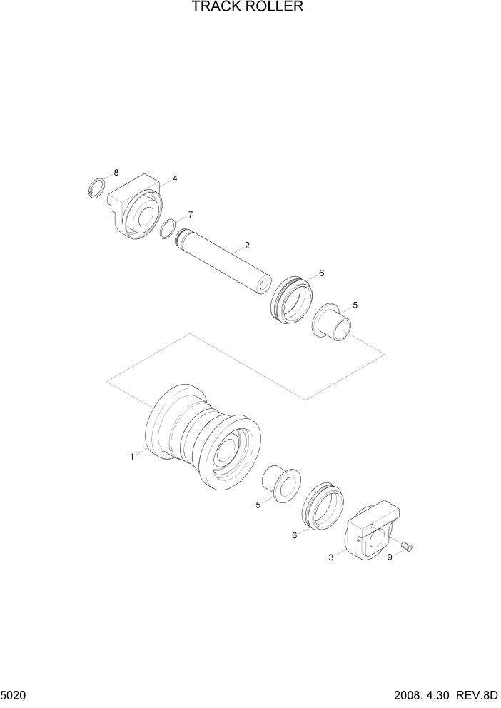 Схема запчастей Hyundai R55-7 - PAGE 5020 TRACK ROLLER ХОДОВАЯ ЧАСТЬ