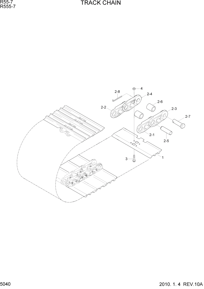 Схема запчастей Hyundai R55-7 - PAGE 5040 TRACK CHAIN ХОДОВАЯ ЧАСТЬ