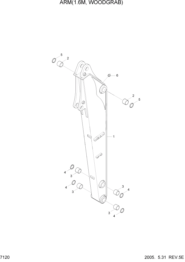 Схема запчастей Hyundai R55-7 - PAGE 7120 ARM(1.6M, WOODGRAB) РАБОЧЕЕ ОБОРУДОВАНИЕ
