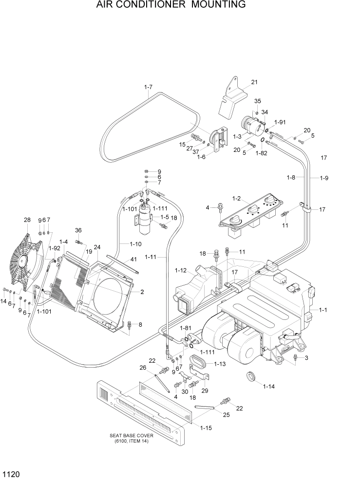 Схема запчастей Hyundai R55-7A - PAGE 1120 AIR CONDITIONER MOUNTING СИСТЕМА ДВИГАТЕЛЯ