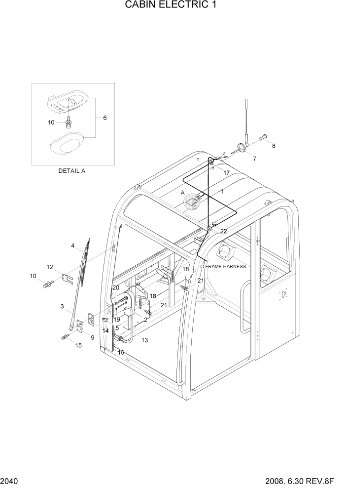 Схема запчастей Hyundai R55-7A - PAGE 2040 CABIN ELECTRIC 1 ЭЛЕКТРИЧЕСКАЯ СИСТЕМА
