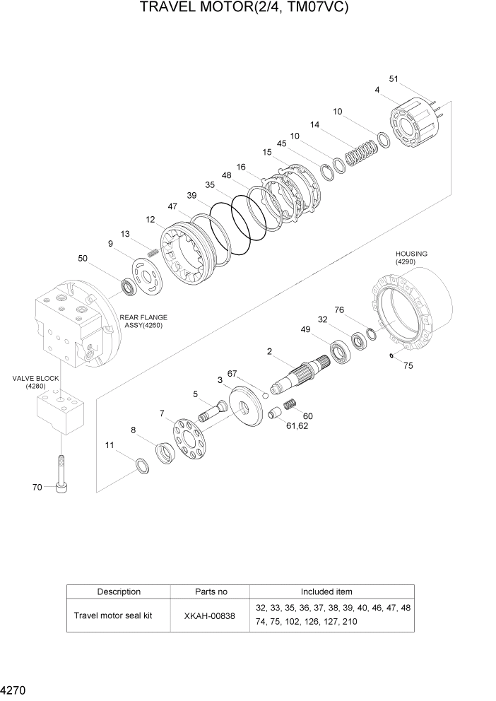 Схема запчастей Hyundai R55-7A - PAGE 4270 TRAVEL MOTOR(2/4, TM07VC) ГИДРАВЛИЧЕСКИЕ КОМПОНЕНТЫ