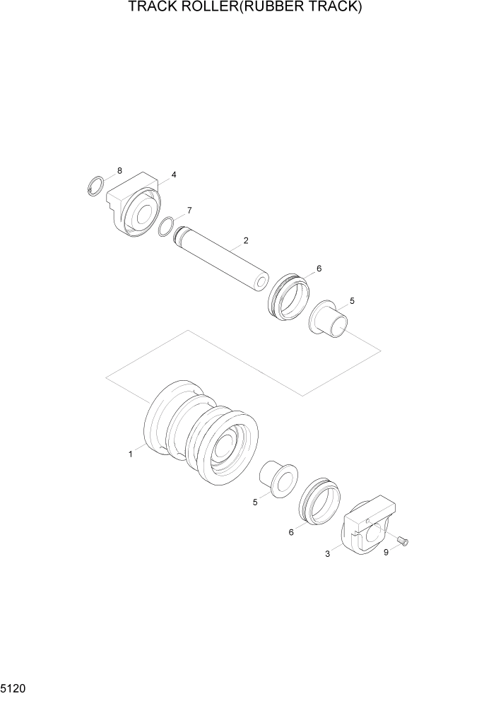 Схема запчастей Hyundai R55-7A - PAGE 5120 TRACK ROLLER(RUBBER TRACK) ХОДОВАЯ ЧАСТЬ