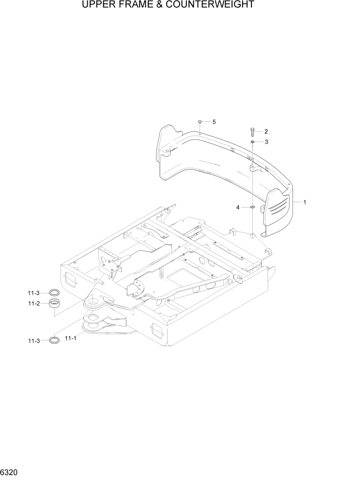 Схема запчастей Hyundai R55-7A - PAGE 6320 UPPER FRAME & COUNTERWEIGHT СТРУКТУРА