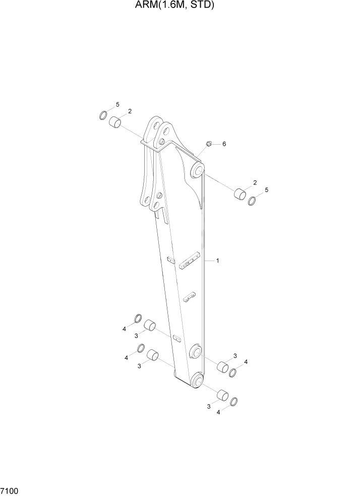 Схема запчастей Hyundai R55-7A - PAGE 7100 ARM(1.6M, STD) РАБОЧЕЕ ОБОРУДОВАНИЕ