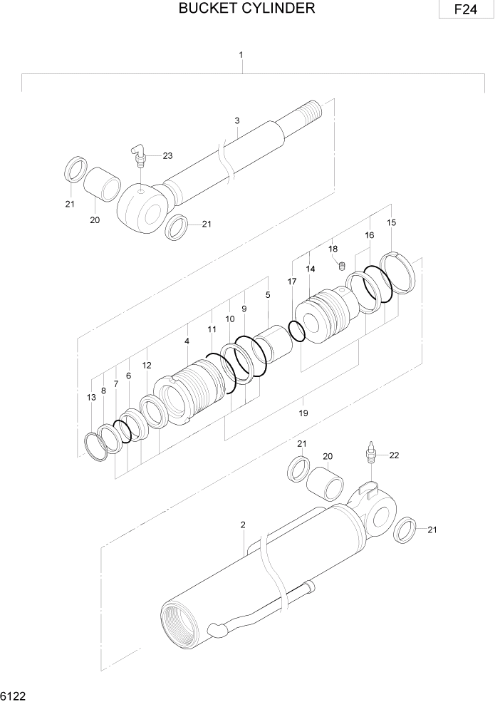 Схема запчастей Hyundai R75-7 - PAGE 6122 BUCKET CYLINDER ГИДРАВЛИЧЕСКИЕ КОМПОНЕНТЫ