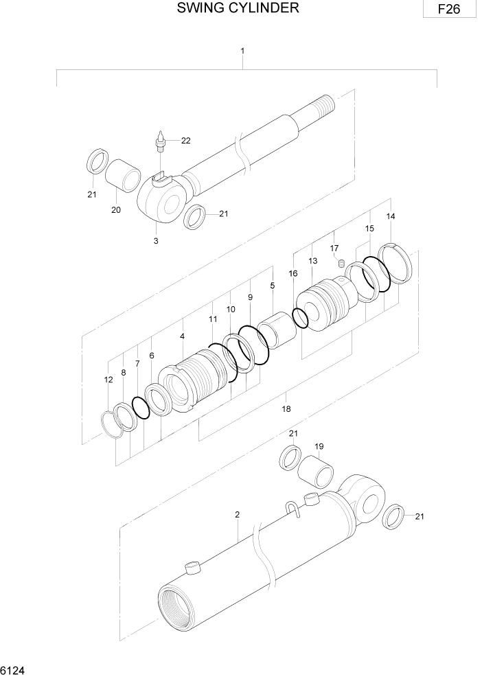 Схема запчастей Hyundai R75-7 - PAGE 6124 SWING CYLINDER ГИДРАВЛИЧЕСКИЕ КОМПОНЕНТЫ