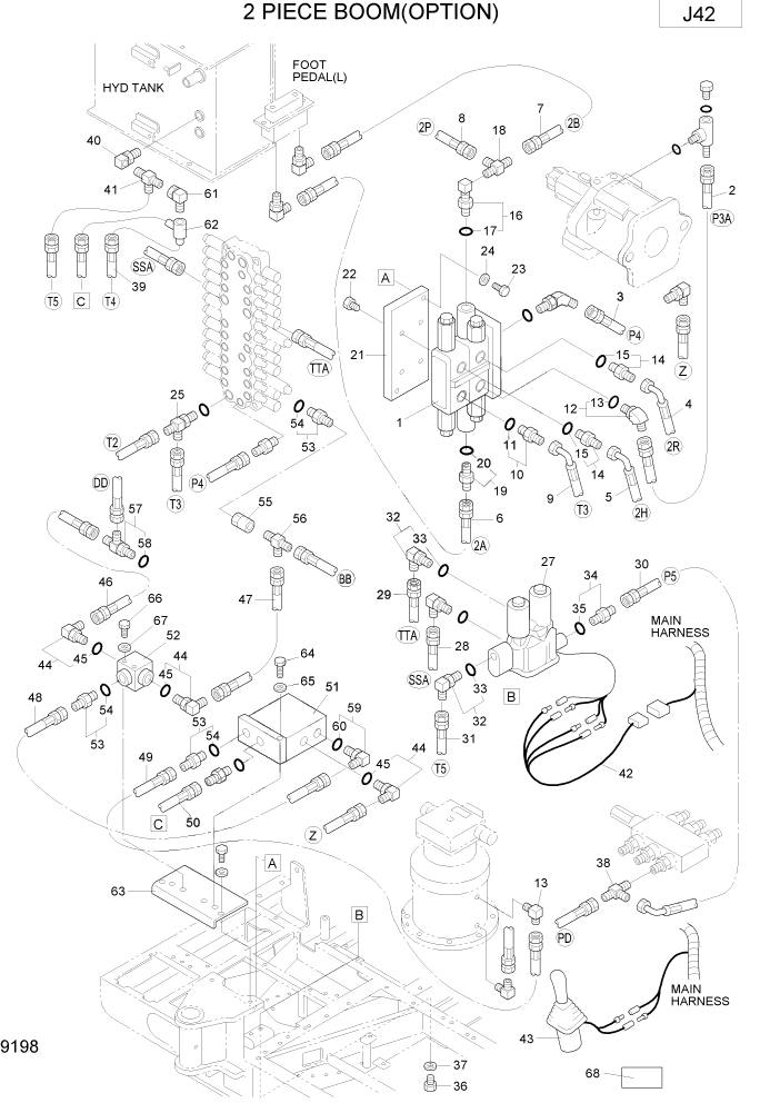 Схема запчастей Hyundai R75-7 - PAGE 9198 2 PIECE BOOM(OPTION) ВАРИАНТ