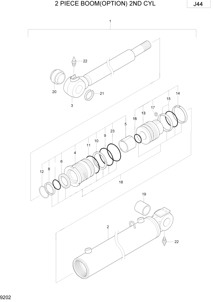 Схема запчастей Hyundai R75-7 - PAGE 9202 2 PIECE BOOM(OPTION) 2ND CYL ВАРИАНТ
