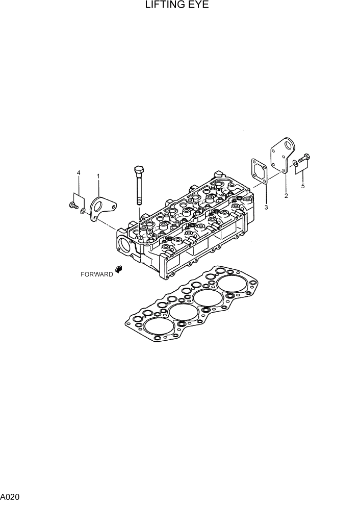 Схема запчастей Hyundai R75-7 - PAGE A020 LIFTING EYE ДВИГАТЕЛЬ БАЗА