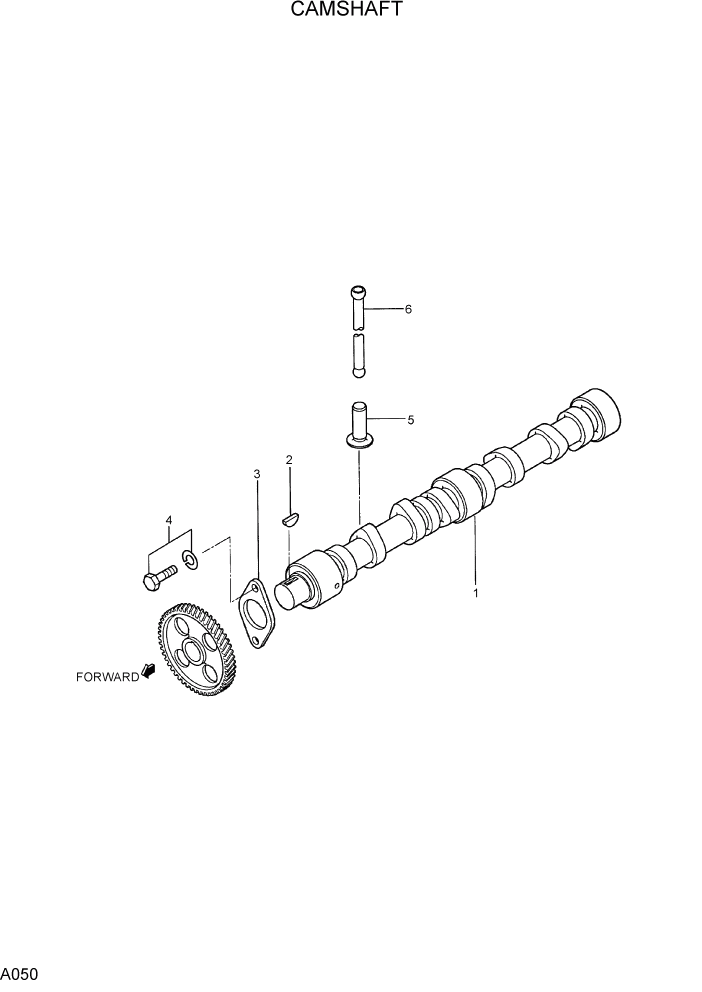 Схема запчастей Hyundai R75-7 - PAGE A050 CAMSHAFT ДВИГАТЕЛЬ БАЗА
