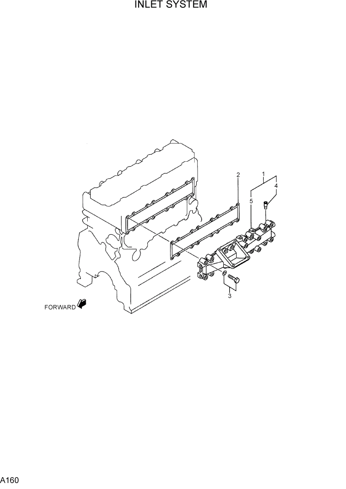 Схема запчастей Hyundai R75-7 - PAGE A160 INLET SYSTEM ДВИГАТЕЛЬ БАЗА