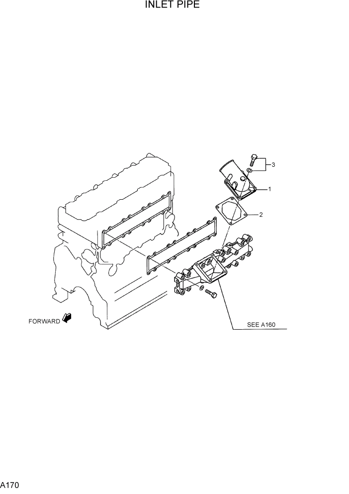Схема запчастей Hyundai R75-7 - PAGE A170 INLET PIPE ДВИГАТЕЛЬ БАЗА