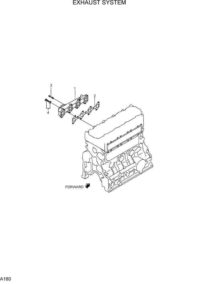 Схема запчастей Hyundai R75-7 - PAGE A180 EXHAUST SYSTEM ДВИГАТЕЛЬ БАЗА