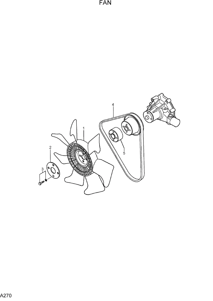 Схема запчастей Hyundai R75-7 - PAGE A270 FAN ДВИГАТЕЛЬ БАЗА