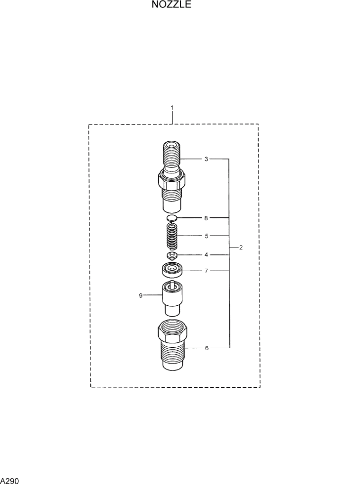 Схема запчастей Hyundai R75-7 - PAGE A290 NOZZLE ДВИГАТЕЛЬ БАЗА