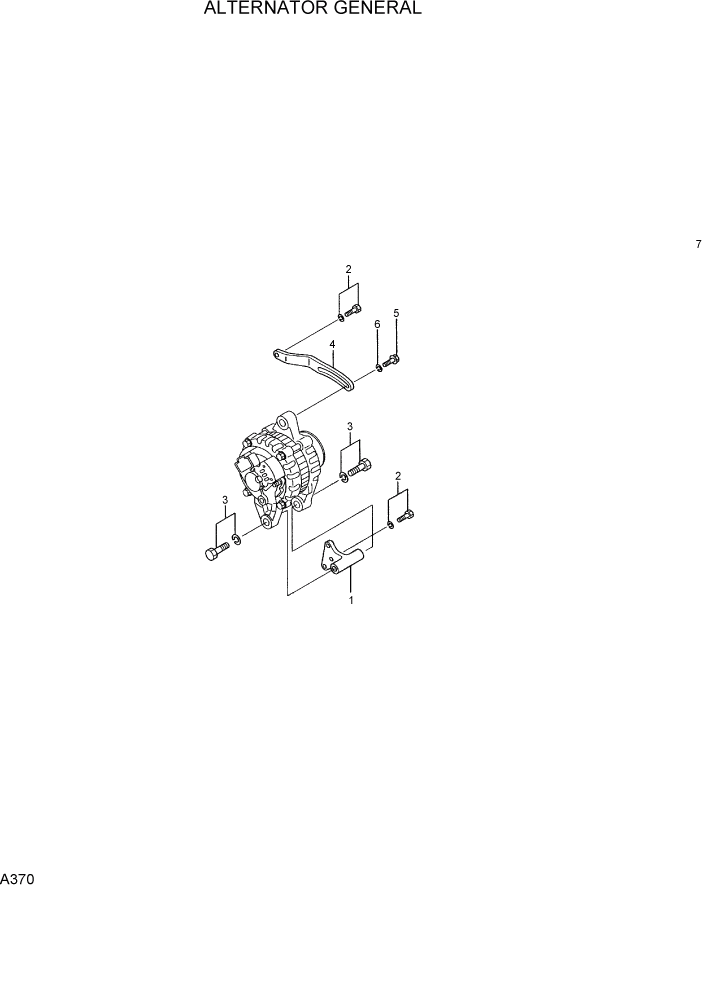Схема запчастей Hyundai R75-7 - PAGE A370 ALTERNATOR GENERAL ДВИГАТЕЛЬ БАЗА