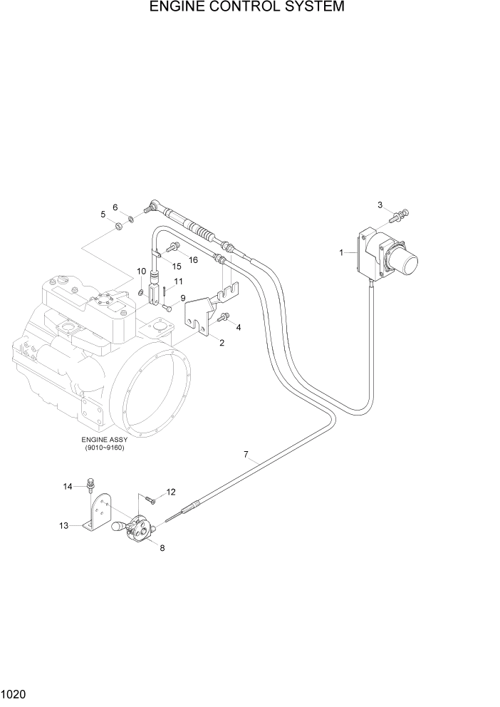 Схема запчастей Hyundai R80-7 - PAGE 1020 ENGINE CONTROL SYSTEM СИСТЕМА ДВИГАТЕЛЯ