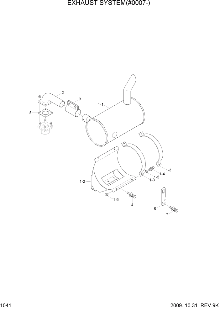 Схема запчастей Hyundai R80-7 - PAGE 1041 EXHAUST SYSTEM(#0007-) СИСТЕМА ДВИГАТЕЛЯ