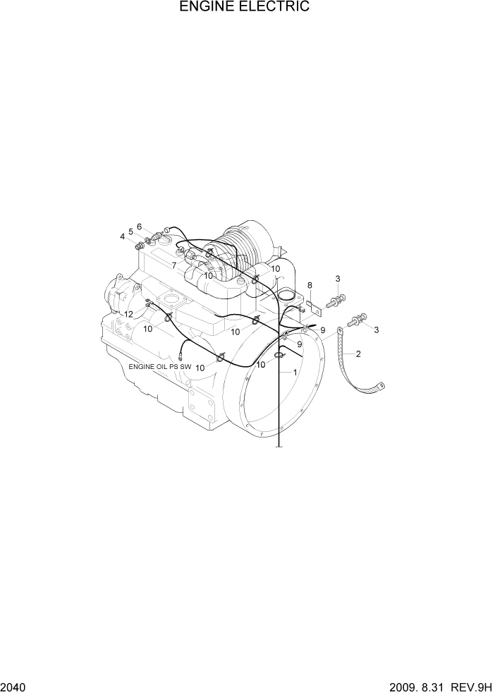 Схема запчастей Hyundai R80-7 - PAGE 2040 ENGINE ELECTRIC ЭЛЕКТРИЧЕСКАЯ СИСТЕМА